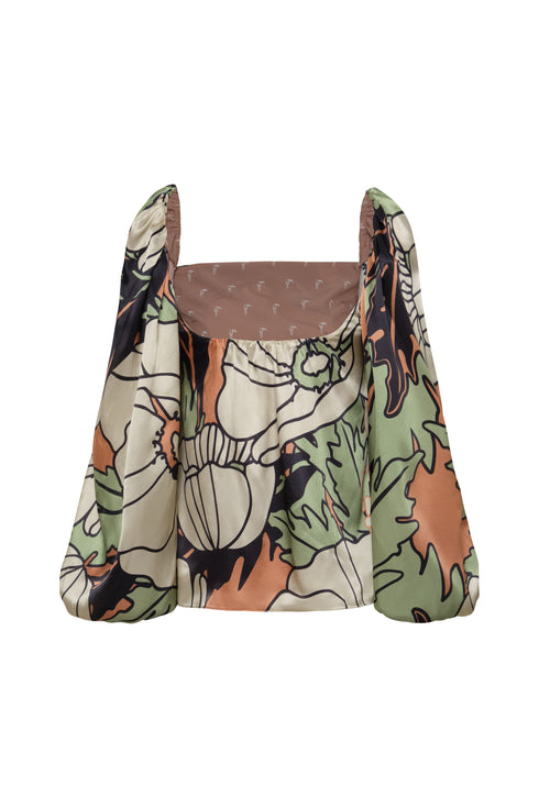 Celia Satin Silk Blouse / Sage