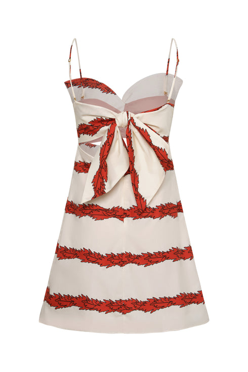 Victoria Cotton Mini Dress / Ivory Striped Helechos