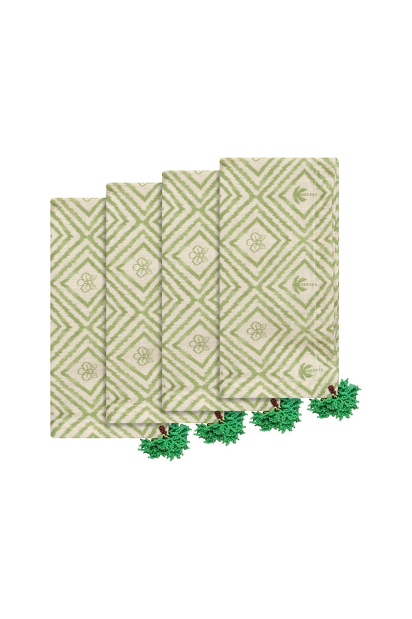 Green Palms Linen Napkins / Set of 4
