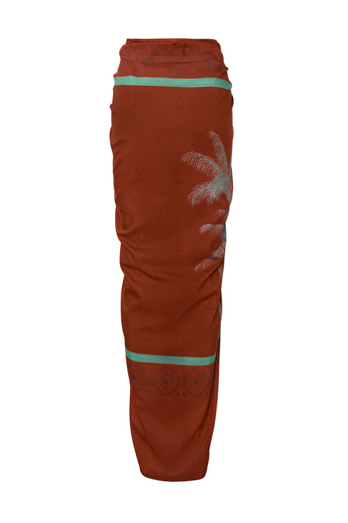 De La Falaise Cotton-Silk Sarong / Terracota Palms