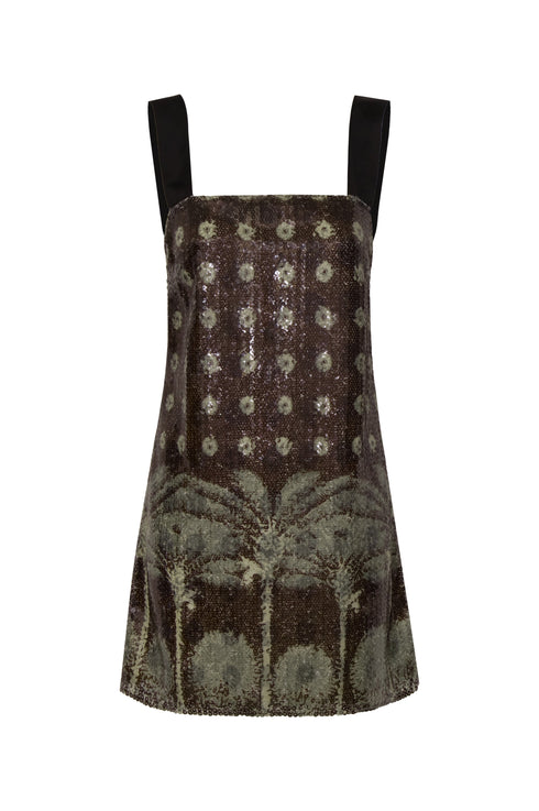 El Club del Clan Sequins Mini Dress / Green Palms