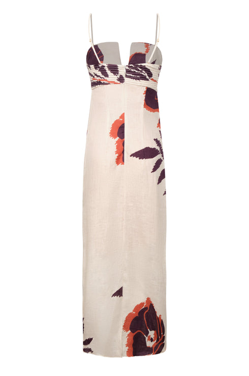 Antigüa Linen Midi Dress / Purple Gladiolos