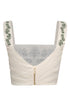 Marimba Embroidered Linen Top / Ivory Green Buganvilias