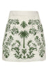 Carmelita Embroidered Linen Mini Skirt / Ivory Green Buganvilias