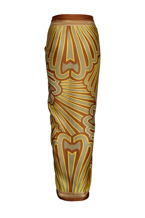 De La Falaise Cotton Silk Sarong / Yellow Intricate Shells