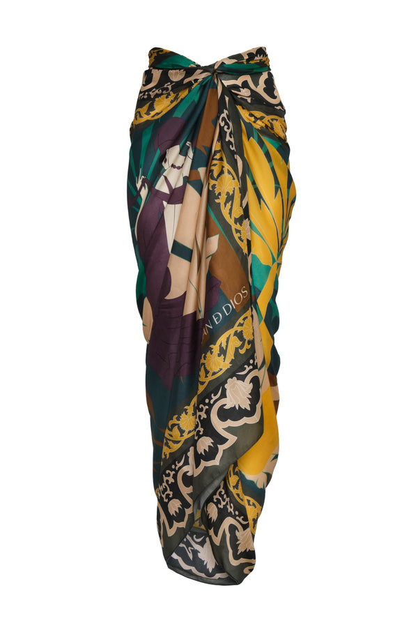 De La Falaise Cotton Silk Sarong / Green Dancer