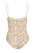 Esteros Embroidered One Piece / Yellow Flowers -Ivory
