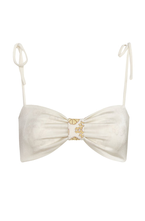 San Miguel Embroidered Top / Yellow Flowers - Ivory