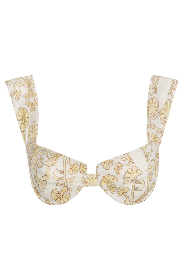 Sabina Embroidered Top / Yellow Flowers - Ivory