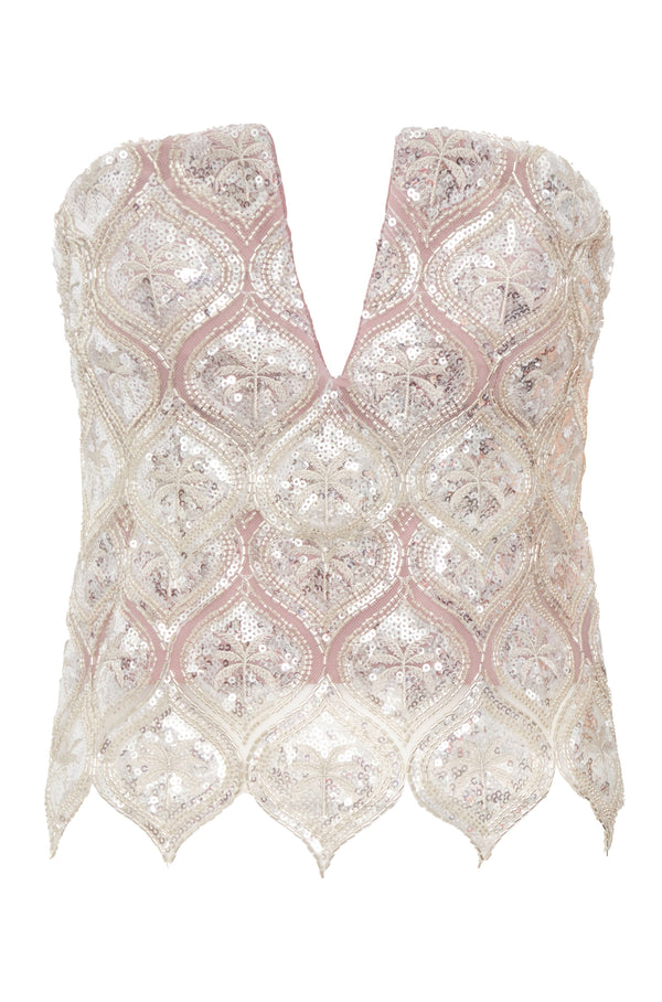 Luciana Palms Sequined Top / Silver