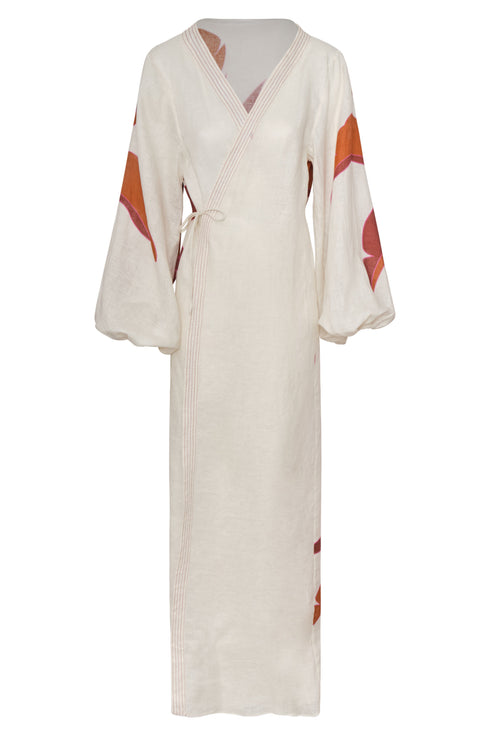 Hojarasca Linen Maxi Dress / Fuchsia Palm