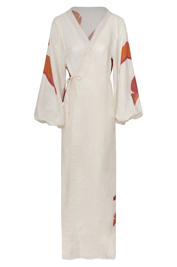 Hojarasca Linen Maxi Dress / Fuchsia Palm