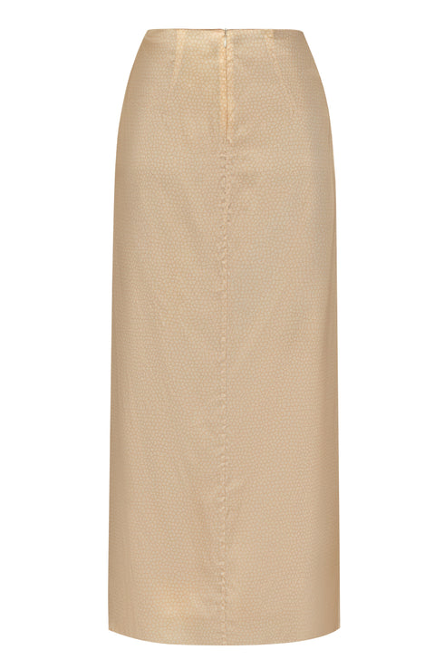 Amaime Satin Silk Midi Skirt / Butter Reptile