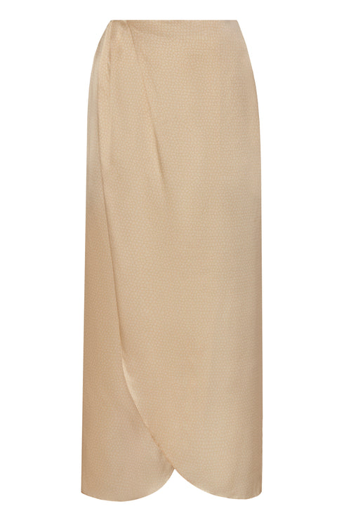 Amaime Satin Silk Midi Skirt / Butter Reptile