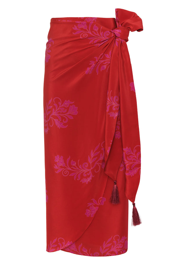 Mapara Crepe Wrap Skirt / Fuchsia Buganvilias