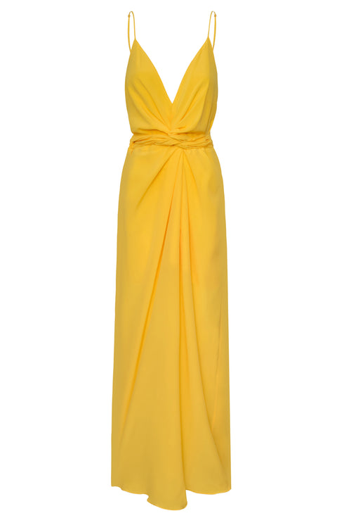 Macarena Silk Midi Dress / Yellow