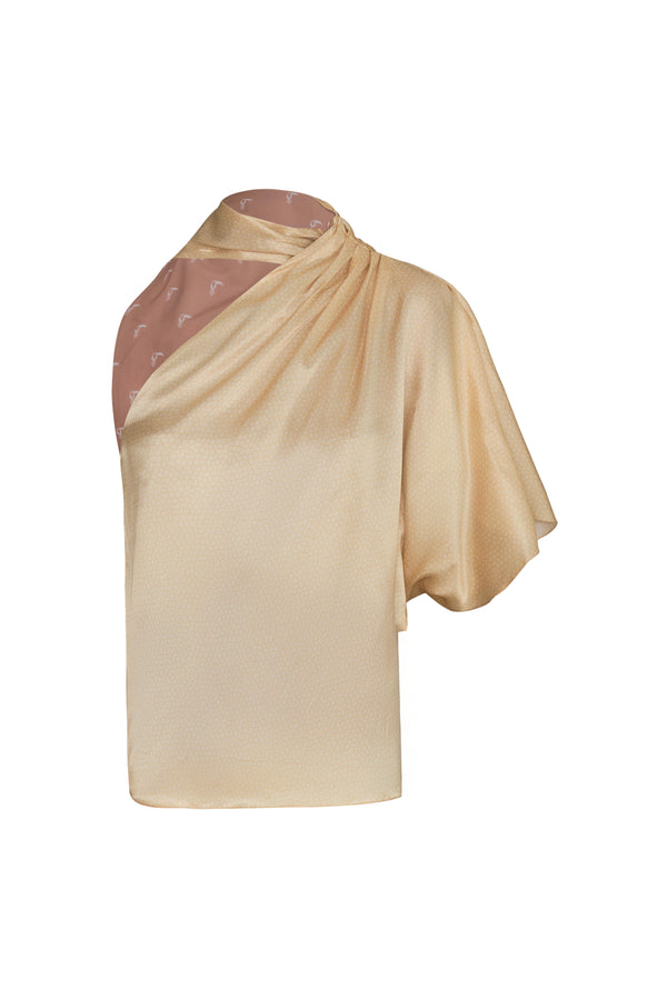 Chiminango Satin Silk Blouse / Butter Reptile