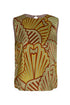 Silvia Satin Silk Blouse / Yellow Intricate Shells