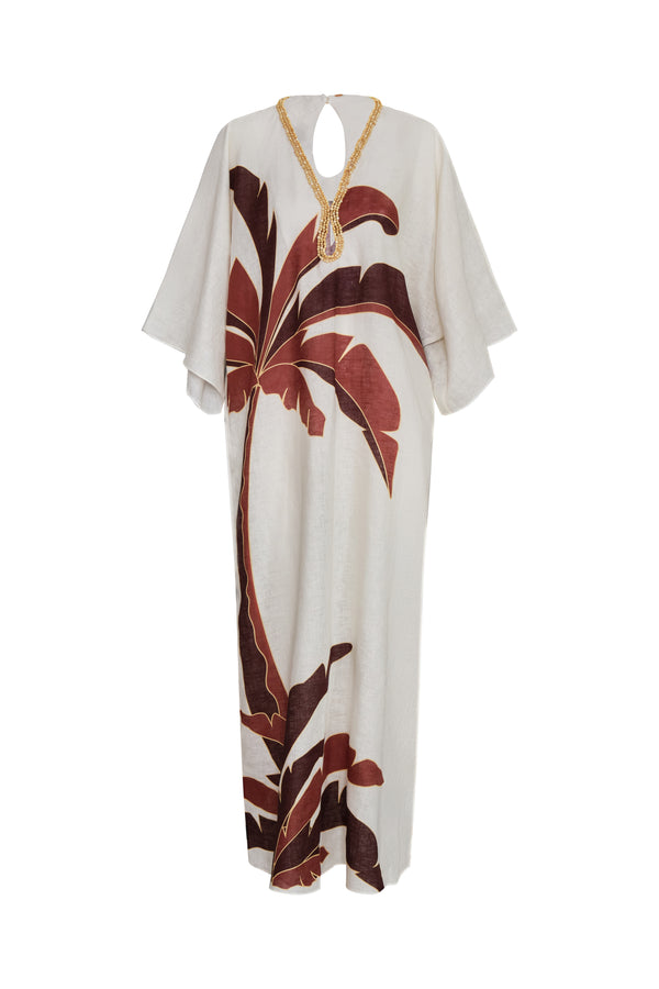 Andina Hand Embroidered Linen Tunic / Terra Palm