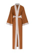 Rafaela Linen Kaftan / Brown & Ivory