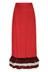 Rocio Cotton Midi Skirt / Red & Handmade Wine Tassels