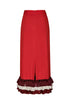 Rocio Cotton Midi Skirt / Red & Handmade Wine Tassels