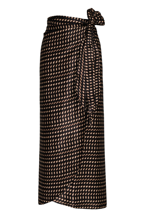 Mapara Satin Silk Skirt / Black & Ivory Seeds