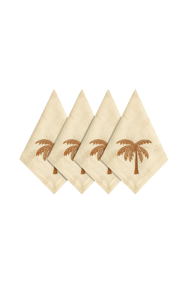 JDD Palm Linen Napkins / Ivory &Terra - Set of 4