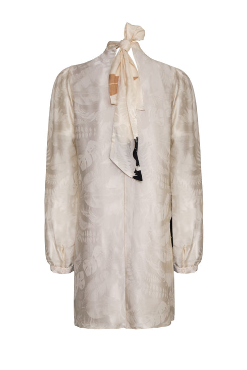 El Real Silk Jacquard Mini Dress / Black orchids