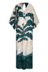 Andina Hand Embroidered Linen Tunic / Aquamarine Palms