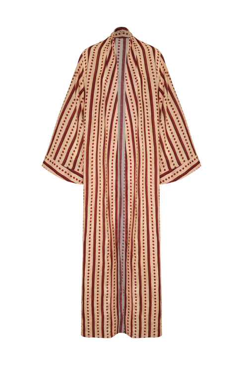Rafaela Linen Kaftan / Red Stripes