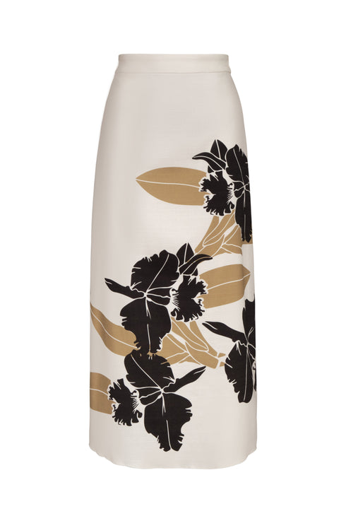 El Carmen Cotton Midi Skirt / Black Orchids