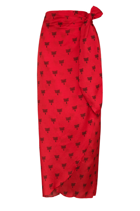 Mapara Martellato Silk Wrap Skirt / Red Polka Palms