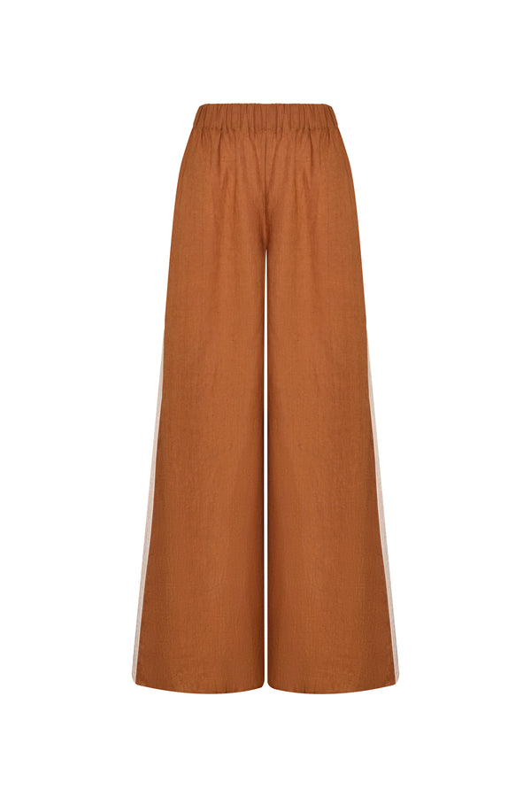 San Antonio Linen Pants / Brown & Ivory