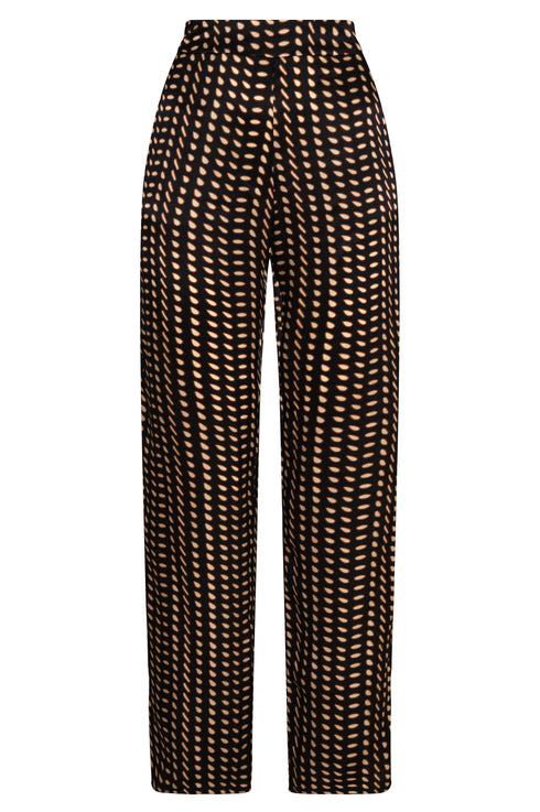Santo Tomás Satin Silk Pants / Black & Ivory Seeds