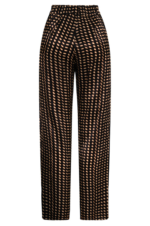 Santo Tomás Satin Silk Pants / Black & Ivory Seeds