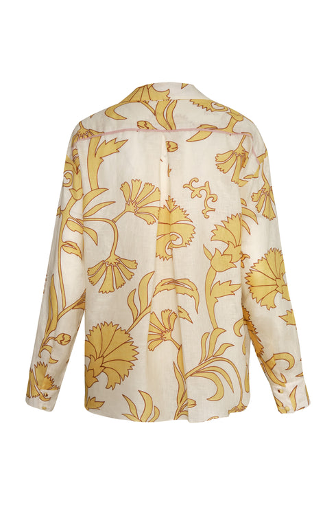 Jill Linen Shirt / Yellow Flowers