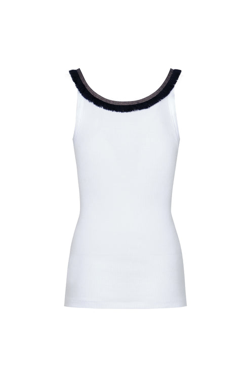 Coco Hand Embroidered Tank Top / White