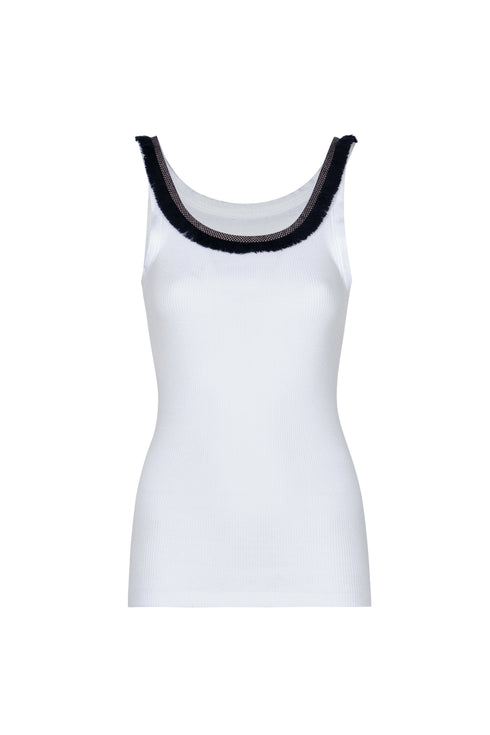 Coco Hand Embroidered Tank Top / White