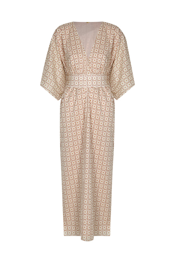 Topacio Bio Cotton Maxi Dress / Beige May Flower