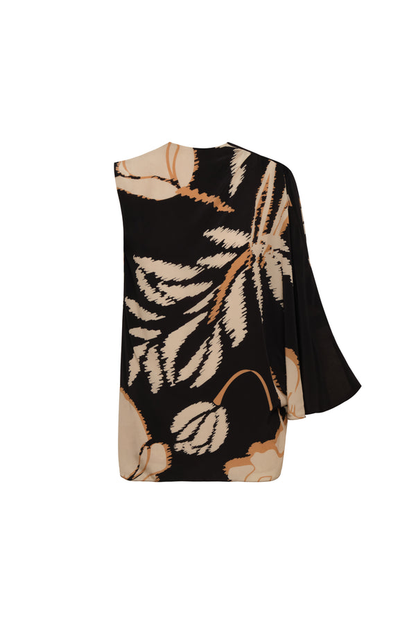 Gonzalez Crepe Chine Blouse / Black - Beige Gladiolos