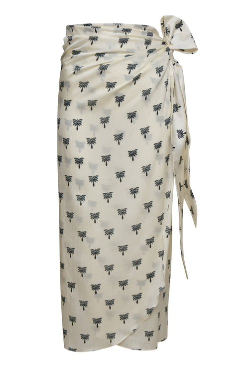 Mapara Martellato Silk Skirt / Ivory - Black Polka Palms