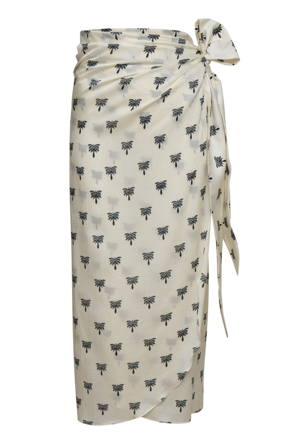 Mapara Martellato Silk Skirt / Ivory - Black Polka Palms