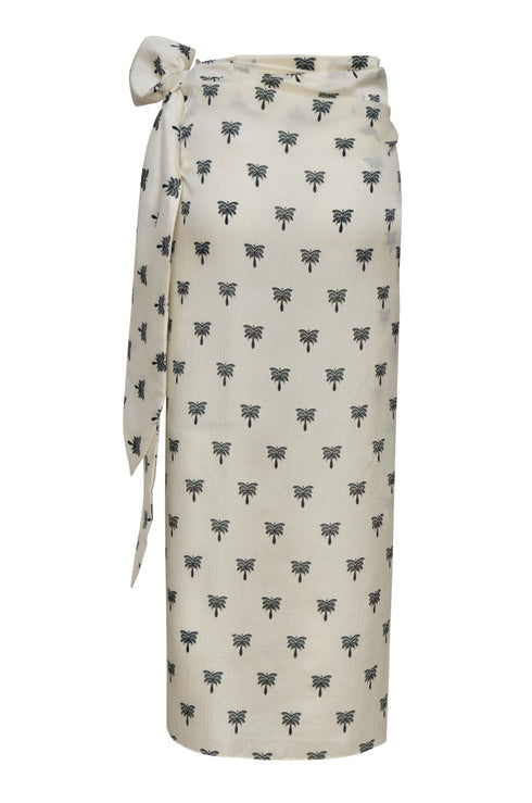 Mapara Martellato Silk Skirt / Ivory - Black Polka Palms