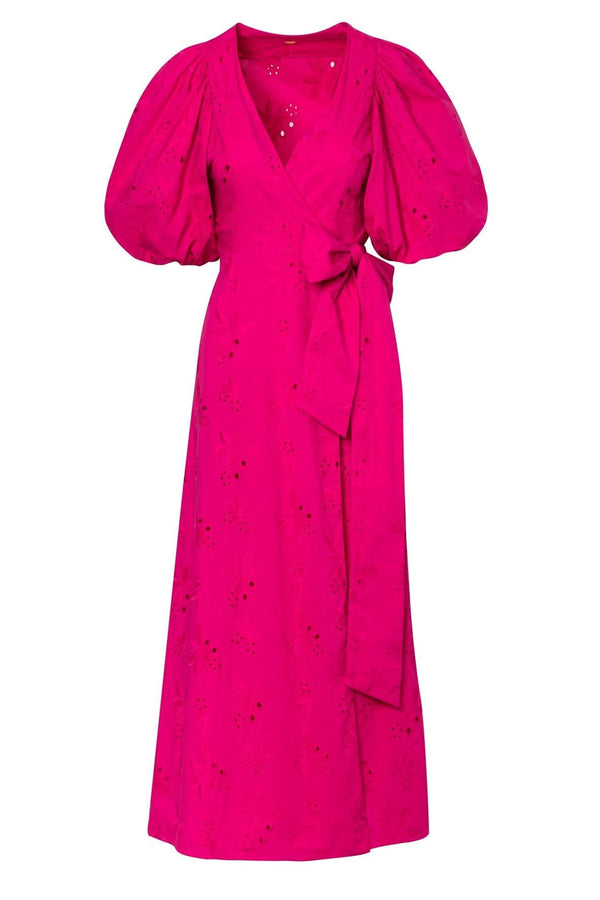 Ermita Cotton Eyelet Midi Dress / Fucsia