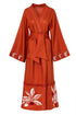 Bocas de San Juan Linen Kaftan Embroidered / Terracota