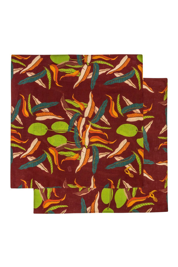 Hojas de Mango Linen Napkins Set of 4/ Wine