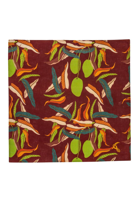 Hojas de Mango Linen Napkins Set of 4/ Wine
