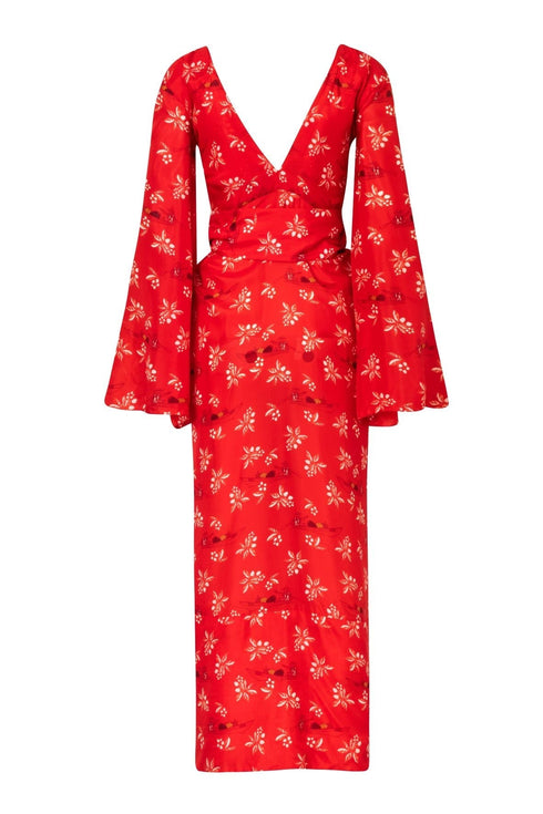 Pacifico Silk Maxi Dress / Red Chontaduro