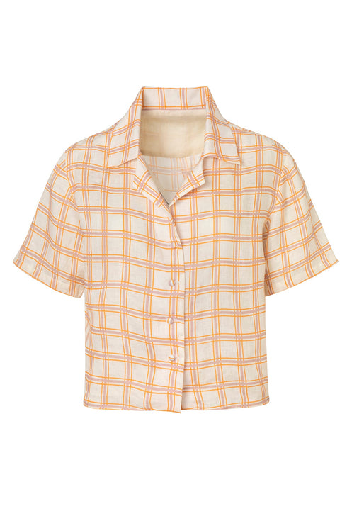 Tomaso Linen Shirt / Cream and Butter Scotch